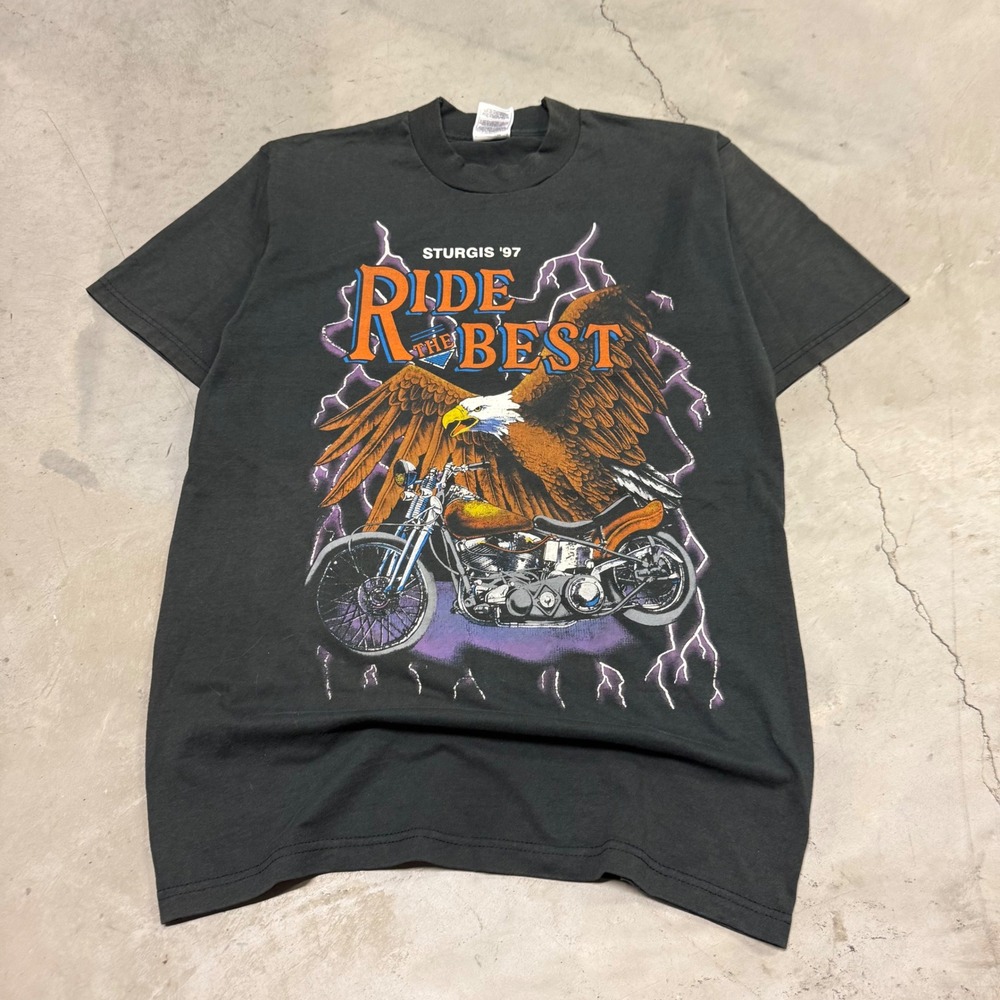 Vintage 1997 Sturgis 57th Annual Rally T-Shirt Eagle Biker Black Medium